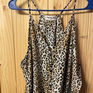 Impressions boutique leopard dressy sleeveless tank.